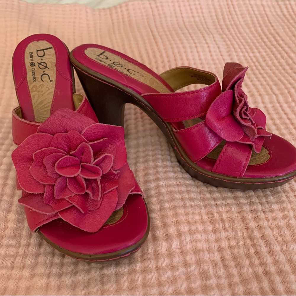 Børn Geranium Pink Slip On Mules/Kitten Heels